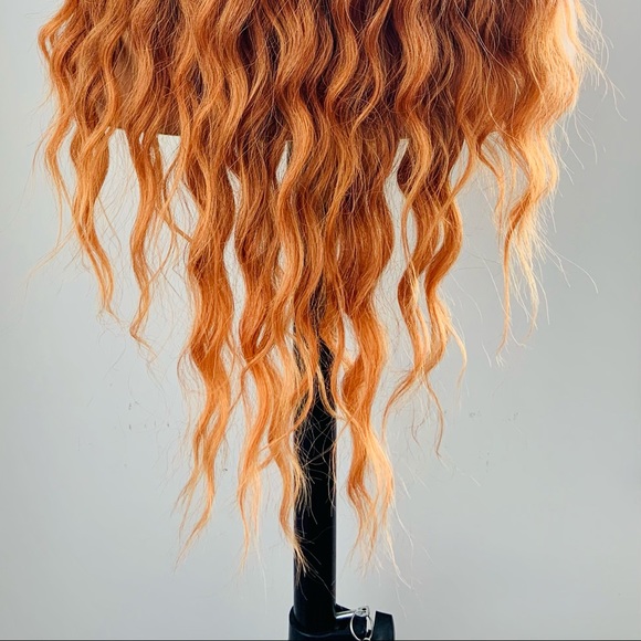 Long Wavy 24” Ombre Orange Copper Premium Fiber Lace Front Wig - Picture 14 of 14